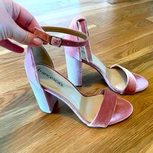 Francesca’s Velvet Heels, Dusty Rose, Size 7